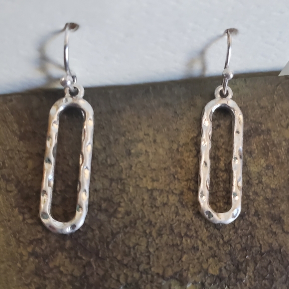 Oblong Silver tone Earrings - Picture 8 of 8